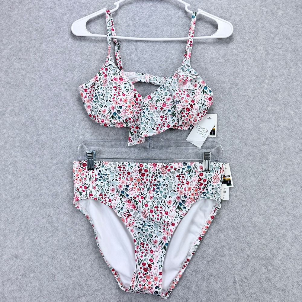 Time and Tru Bikini Set Women M White Floral NWT cottagecore, beachy, floral